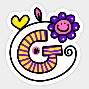 Letter G abc monogram hand drawn colorful alphabet Sticker